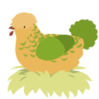 A honey and chartreuse chicken with a half-lace pattern