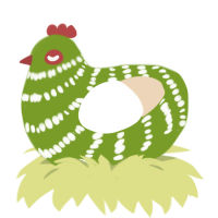 PATILLA, a chartreuse and cream chicken with a bar pattern