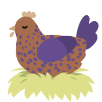 Blueberry Muffin, a brown and overcast chicken with a speckle pattern