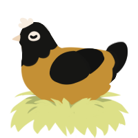 A gold and black chicken with a head pattern