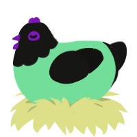 A spring and black chicken with a head pattern