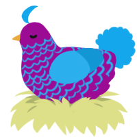A plum and sky chicken with a lace pattern