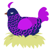 A navy and amethyst chicken with a lace pattern