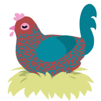 Reia, a red and sea chicken with a double-lace pattern