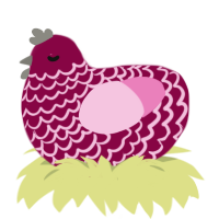 A maroon and pink chicken with a lace pattern