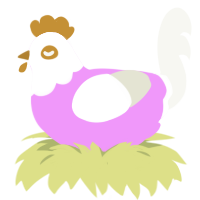A lavender and white chicken with a head pattern