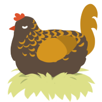 A bark and ochre chicken with a half-lace pattern