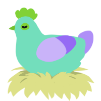 A mint and lilac chicken