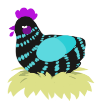A sable and aqua chicken with a bar pattern