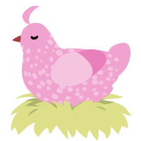 A pink chicken with a speckle pattern