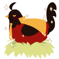 A crimson and sable chicken with a head pattern