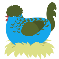 A sky and olive chicken with a half-lace pattern