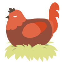 A russet and vermilion chicken with a head pattern