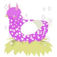 A orchid and white chicken with a speckle pattern
