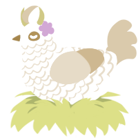 A cream and honey chicken with a lace pattern