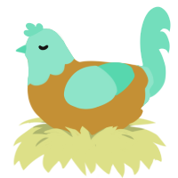A gold and mint chicken with a head pattern