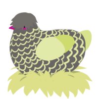 A grey and lemon chicken with a lace pattern