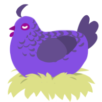 A blurple and overcast chicken with a half-lace pattern