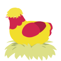 Mogul, a yellow and crimson chicken with a head pattern