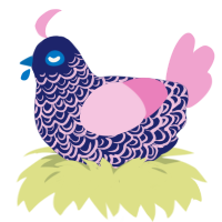 A navy and pink chicken with a double-lace pattern