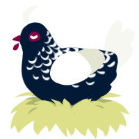 A tumblr and white chicken with a half-lace pattern