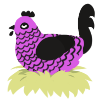 A orchid and sable chicken with a lace pattern