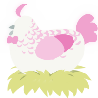 A white and pink chicken with a half-lace pattern
