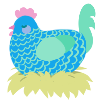 A sky and mint chicken with a lace pattern