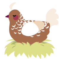 A brown and cream chicken with a half-lace pattern