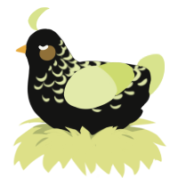 A black and lemon chicken with a half-lace pattern
