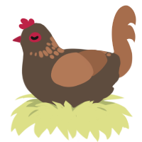 A bark and brown chicken with a neck-speckle pattern
