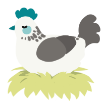 A white and grey chicken with a neck-speckle pattern