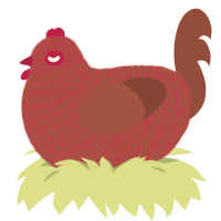 A red and russet chicken with a lace pattern