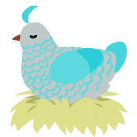 A silver and aqua chicken with a lace pattern