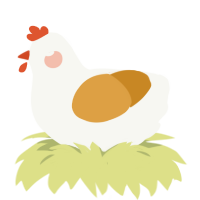 A white and orange chicken