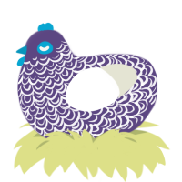 A overcast and white chicken with a double-lace pattern