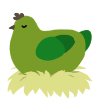 A chartreuse and leaf chicken