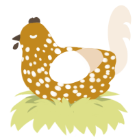 A ochre and cream chicken with a speckle pattern