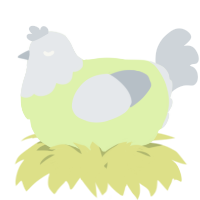 A apple and mist chicken with a head pattern