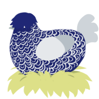 A navy and mist chicken with a double-lace pattern