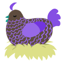 A bark and blurple chicken with a lace pattern