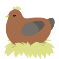 A brown and grey chicken