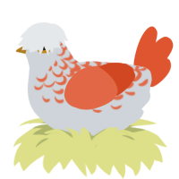 Stenographer, a mist and vermilion chicken with a half-lace pattern