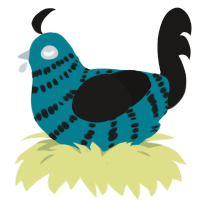 A sea and sable chicken with a bar pattern