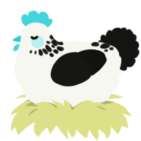 A white and black chicken with a neck-speckle pattern