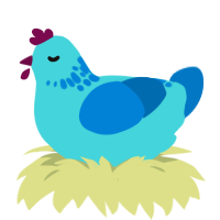 A aqua and sapphire chicken with a neck-speckle pattern