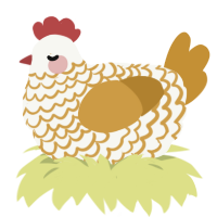 A white and gold chicken with a lace pattern