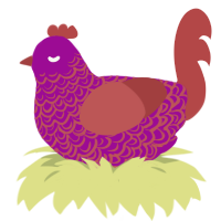 A plum and red chicken with a double-lace pattern