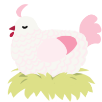 A white and rose chicken with a lace pattern