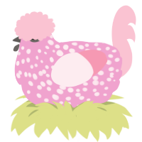 Albireo, a pink and rose chicken with a speckle pattern